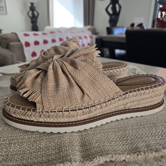 ANTONIO MELANI Callie Raffia Platform Espadrille Wedge Slide Sandals. Size 10 - Picture 2 of 6